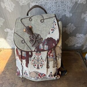 Elephant Tapestry Backpack Purse